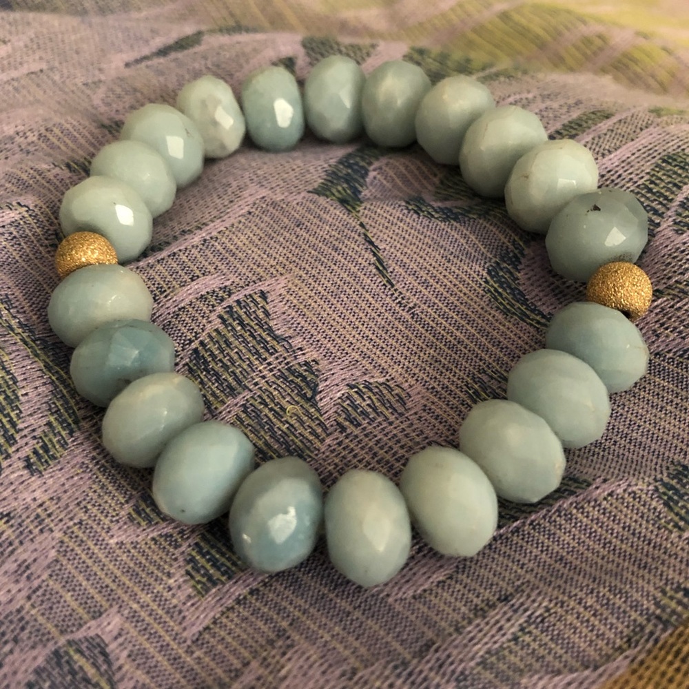 Aquamarine Gemstone Beaded Bracelet